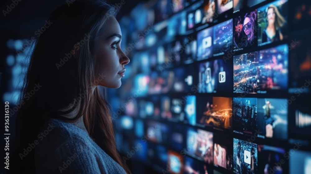 Influencer woman delivering engaging video content through live streaming on niche platforms. Influencer woman delivering engaging video content through live streaming on niche platforms.