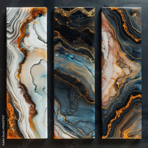 Abstract paintings with mesmerizing marbled stone designs, blending artistic abstraction with