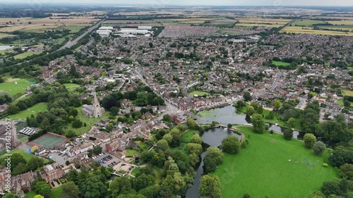 Godmanchester,Cambridgeshire,historic town, high angle drone,aerial photo