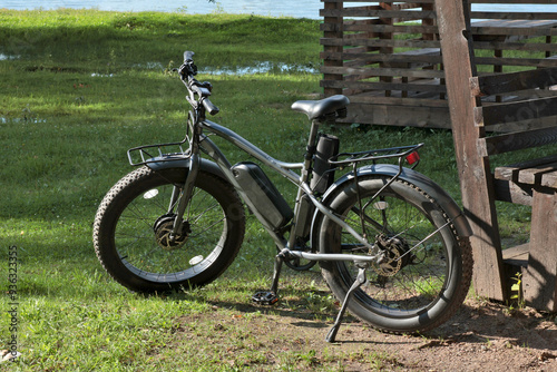 Electric bike for riding outdoors in countryside and in city.