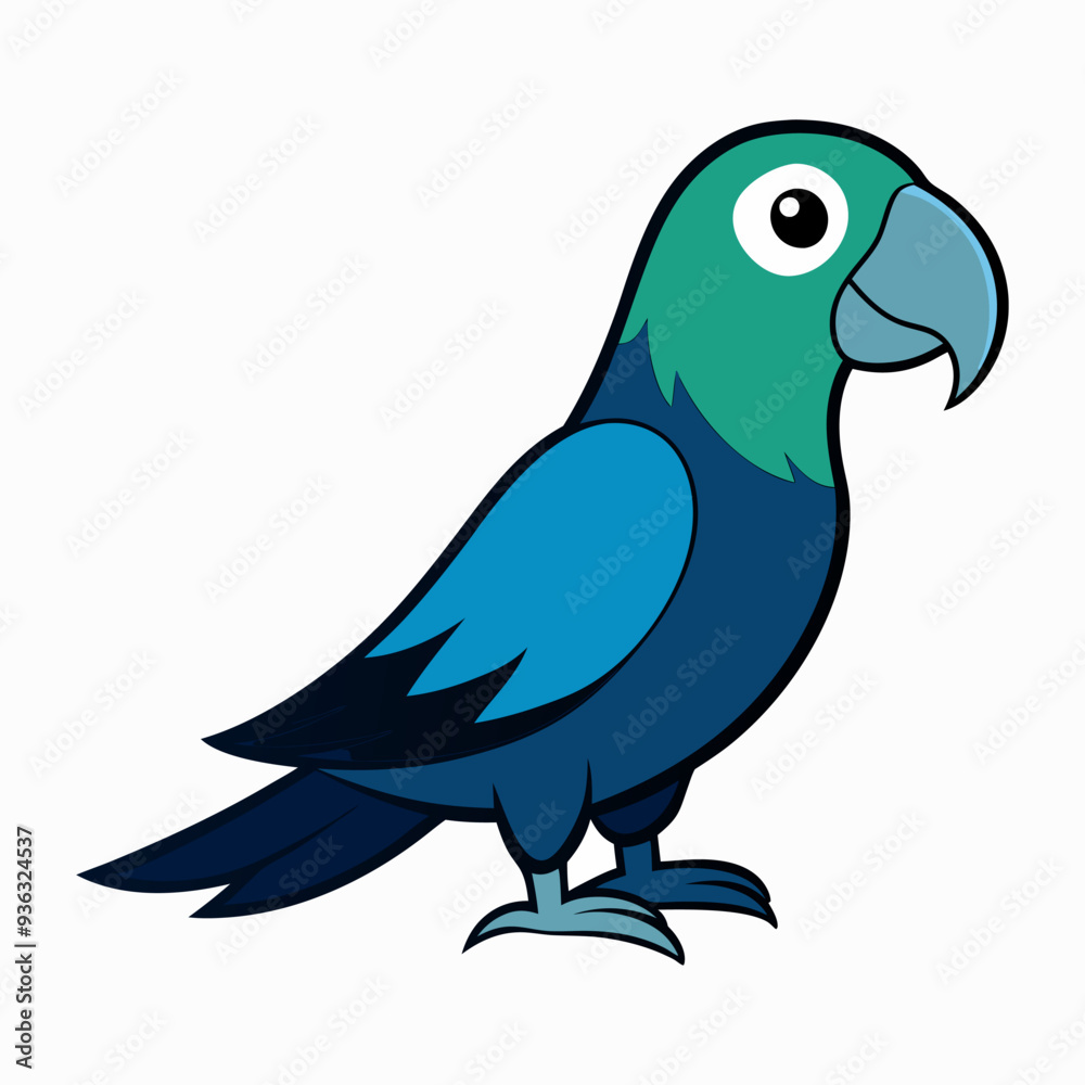 Fototapeta premium A cartoon illustration of a parrot , flat vector design