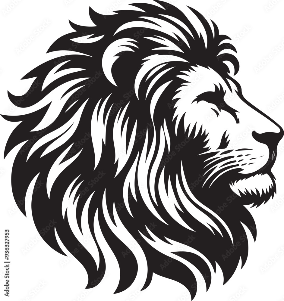 Lion head silhouette vector art illustration