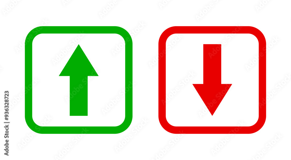 Green arrow up and red arrow down icon Green arrow up and red arrow down icon