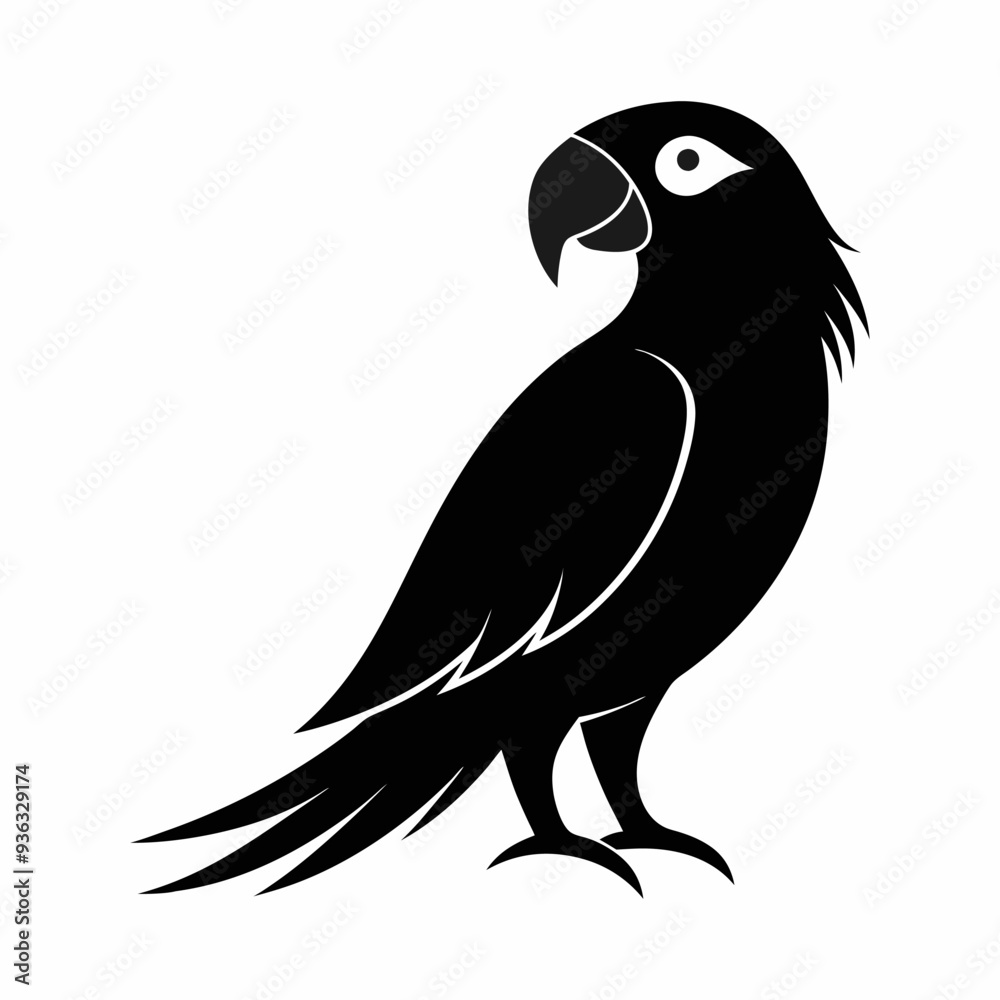 Obraz premium Parrot silhouette on white background