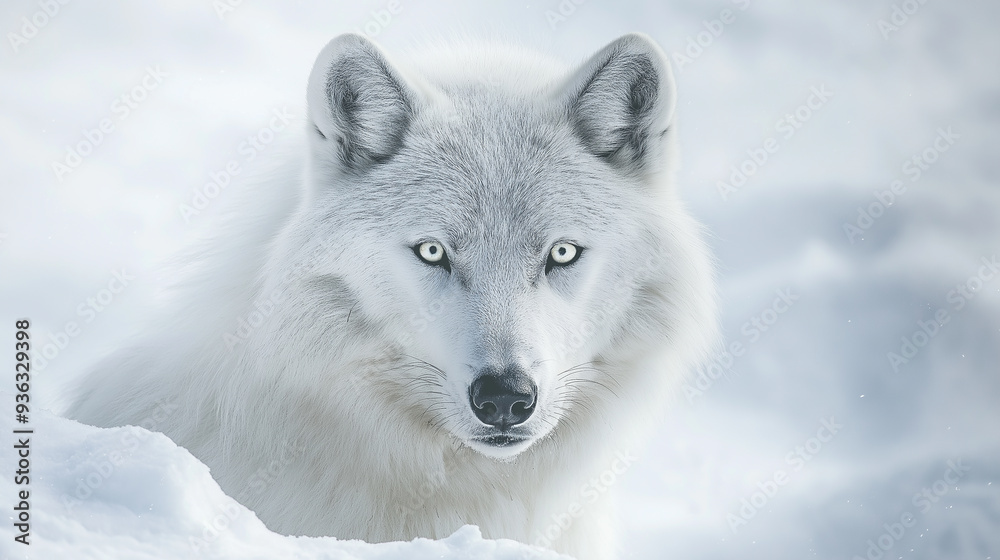 Majestic arctic wolf standing in the snow Majestic arctic wolf standing in the snow