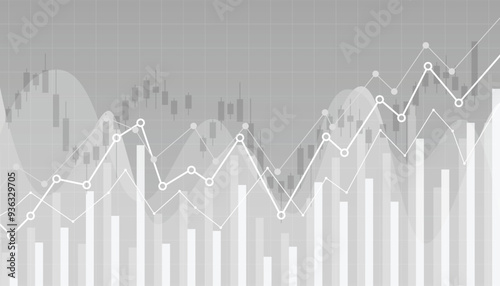 Stock market Line Chart with Gradient Grey Background