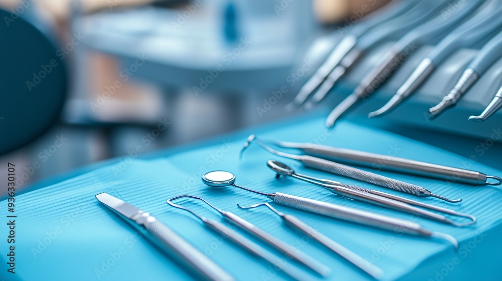 A close-up shot of orthodontic tools and equipment arranged neatly on a dental tray A close-up shot of orthodontic tools and equipment arranged neatly on a dental tray