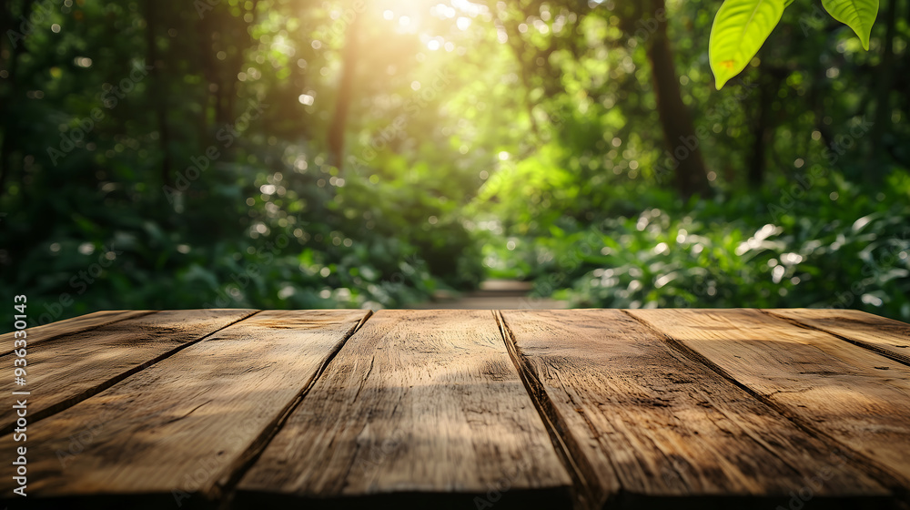 Sunlit wooden table set against a lush green forest backdrop, creating a tranquil and natural outdoor environment.
Sunlit wooden table set against a lush green forest backdrop, creating a tranquil and natural outdoor environment.