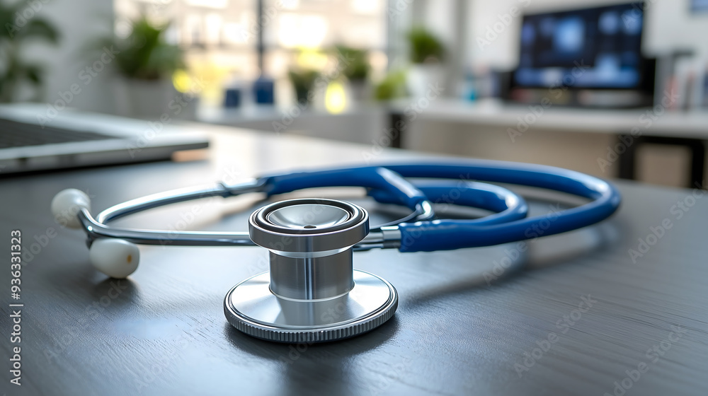 A close-up of a stethoscope lying on a wooden desk in a modern office setting, symbolizing healthcare and professionalism.
A close-up of a stethoscope lying on a wooden desk in a modern office setting, symbolizing healthcare and professionalism.
