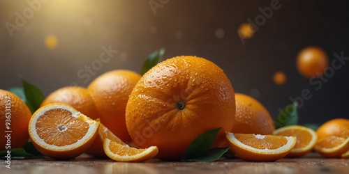 a vibrant background with a burst of energy with oranges and yellows, symbolizing vitality and health. photo