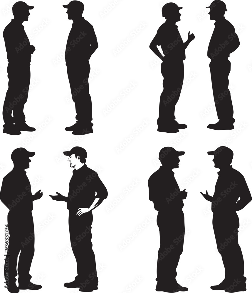 Businessman People Talking To each other Silhouette Businessman People Talking To each other Silhouette