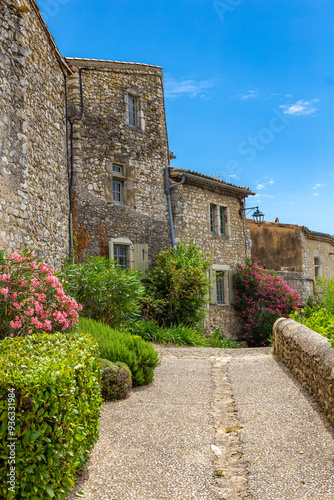 Mirmande, one of the Most Beautiful Villages of France, Drôme. City in southeastern France., Mirmande de is a picturesque medieval village perched on a hill. photo