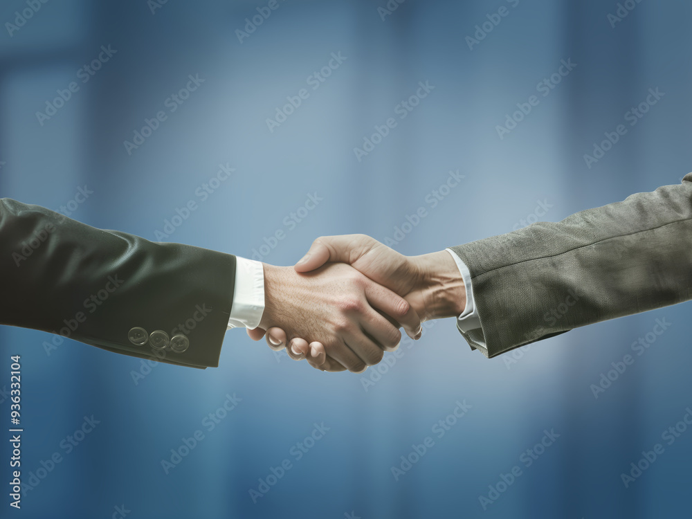 business handshake between professionals in suits, focused on hands with blurred blue background, perfect for corporate and partnership topics business handshake between professionals in suits, focused on hands with blurred blue background, perfect for corporate and partnership topics
