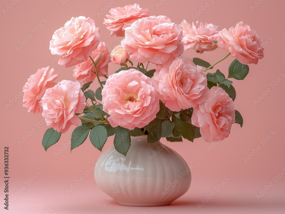A vibrant arrangement of pink roses enhances the calming atmosphere
