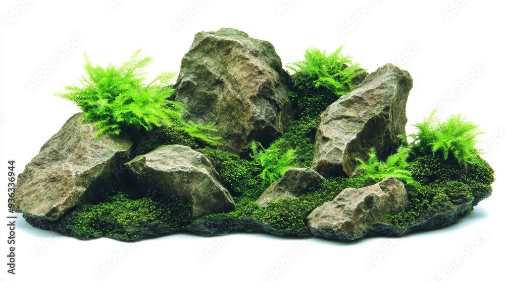 Lush Green Moss and Rock Formation a CloseUp Perspective Lush Green Moss and Rock Formation a CloseUp Perspective
