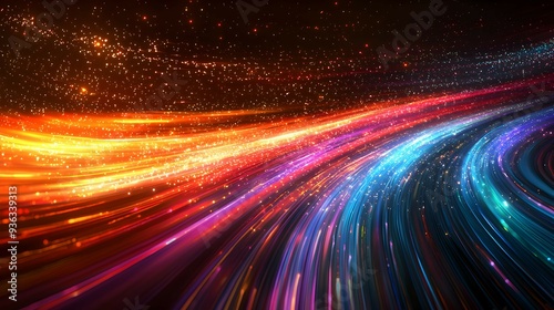 Abstract Colorful Light Trails with Sparkles Background