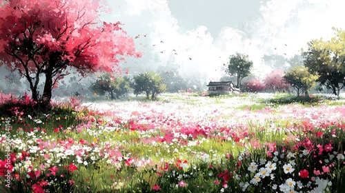 Wallpaper Mural Tranquil Spring Meadow with Torontodigital.ca