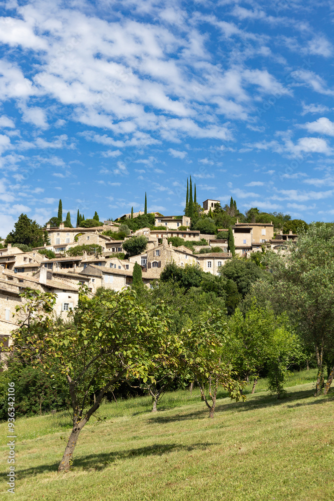 Fototapeta premium Mirmande, one of the Most Beautiful Villages of France, Drôme. City in southeastern France., Mirmande de is a picturesque medieval village perched on a hill.