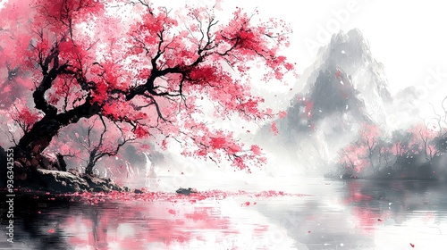 Serene Pink Blossom Landscape