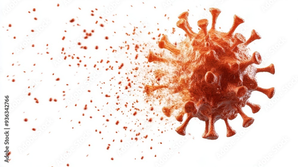 A Monkeypox virus particle being destroyed by a vaccine, medical breakthrough, 3D illustration, dramatic effect, isolated on white background A Monkeypox virus particle being destroyed by a vaccine, medical breakthrough, 3D illustration, dramatic effect, isolated on white background