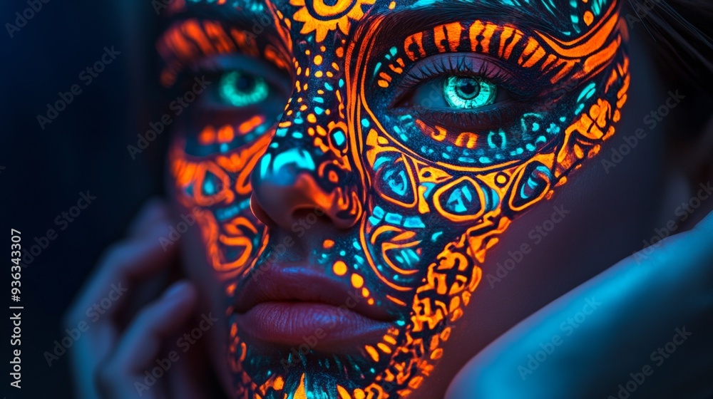 Portrait of a Person with a Vividly Patterned Mask Portrait of a Person with a Vividly Patterned Mask