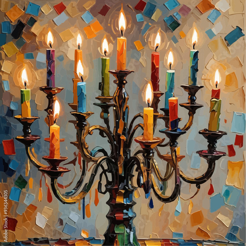 Illuminated Serenity: A Candle's Glow in Oil