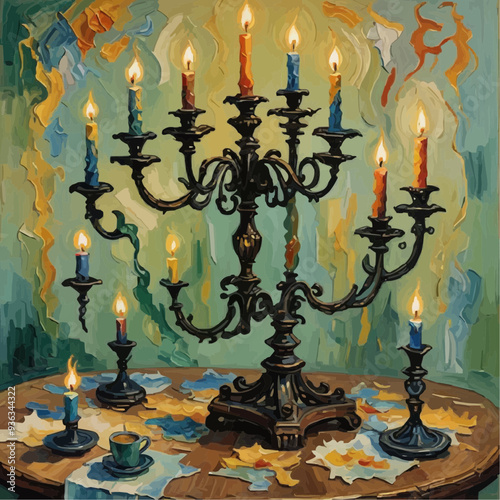 Illuminated Serenity: A Candle's Glow in Oil