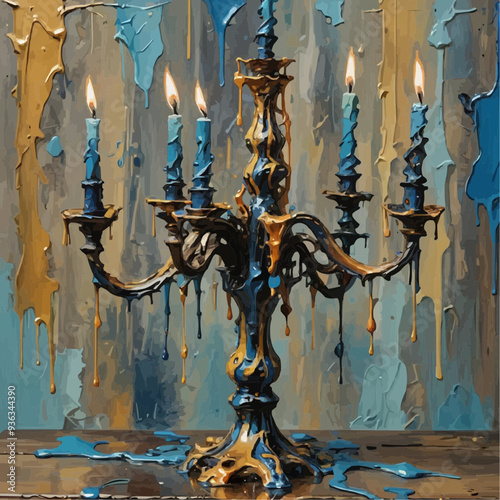 Illuminated Serenity: A Candle's Glow in Oil