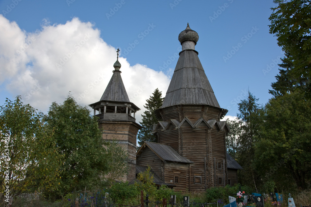 Leningrad region Soginitsy wooden church on a cloudy summer day Leningrad region Soginitsy wooden church on a cloudy summer day