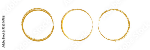 Gold glittering circle of paint golden glitter texture. Abstract gold glittering textured. gold circle frame seton white background. EPS 10