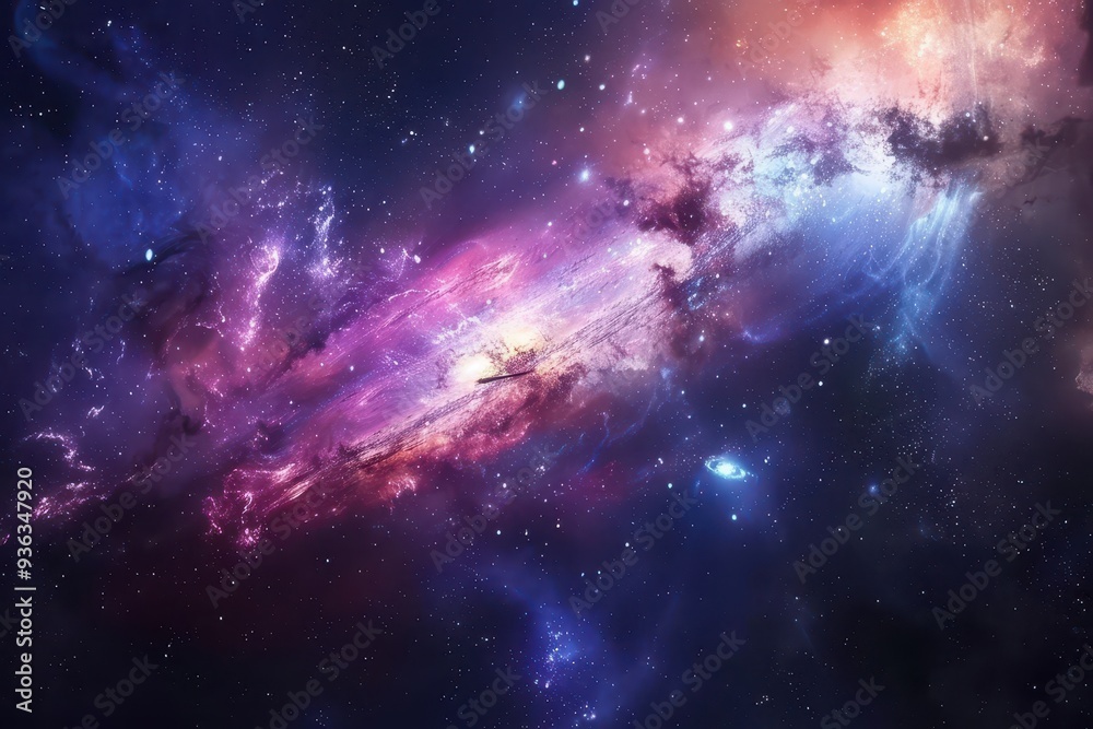 Colorful Glowing Nebula and Stars in Deep Space Colorful Glowing Nebula and Stars in Deep Space