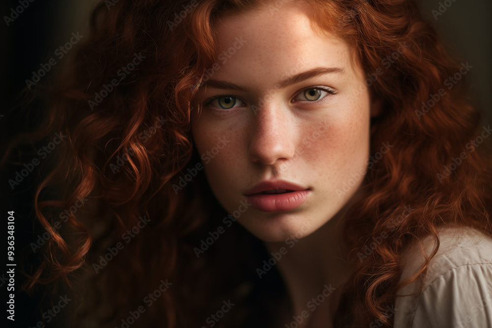 Naklejka premium powerful portrait of a red hair woman