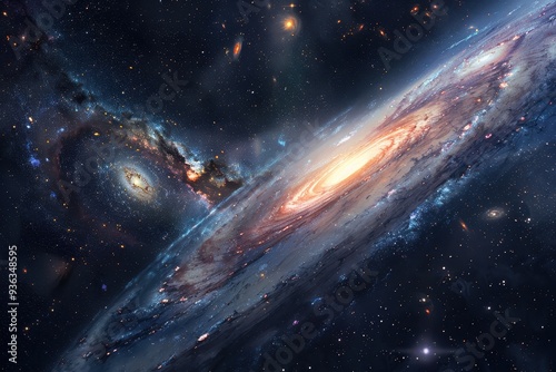 Majestic spiral galaxy amidst a sea of stars and cosmic dust photo