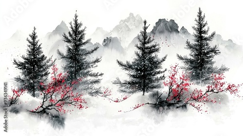 Japanese Watercolor Landscape