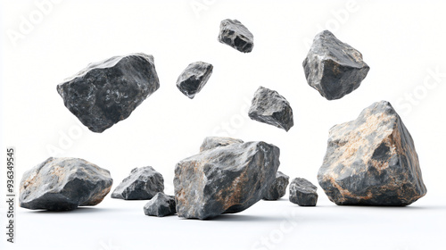 Falling Stones isolated on white background 