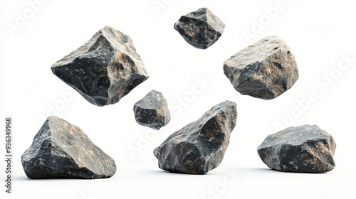 Falling Stones isolated on white background 