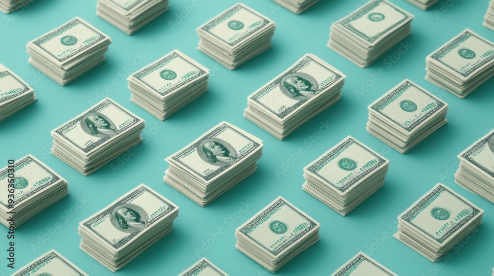 Money being allocated in a budget plan, distribution concept, 3D illustration Money being allocated in a budget plan, distribution concept, 3D illustration