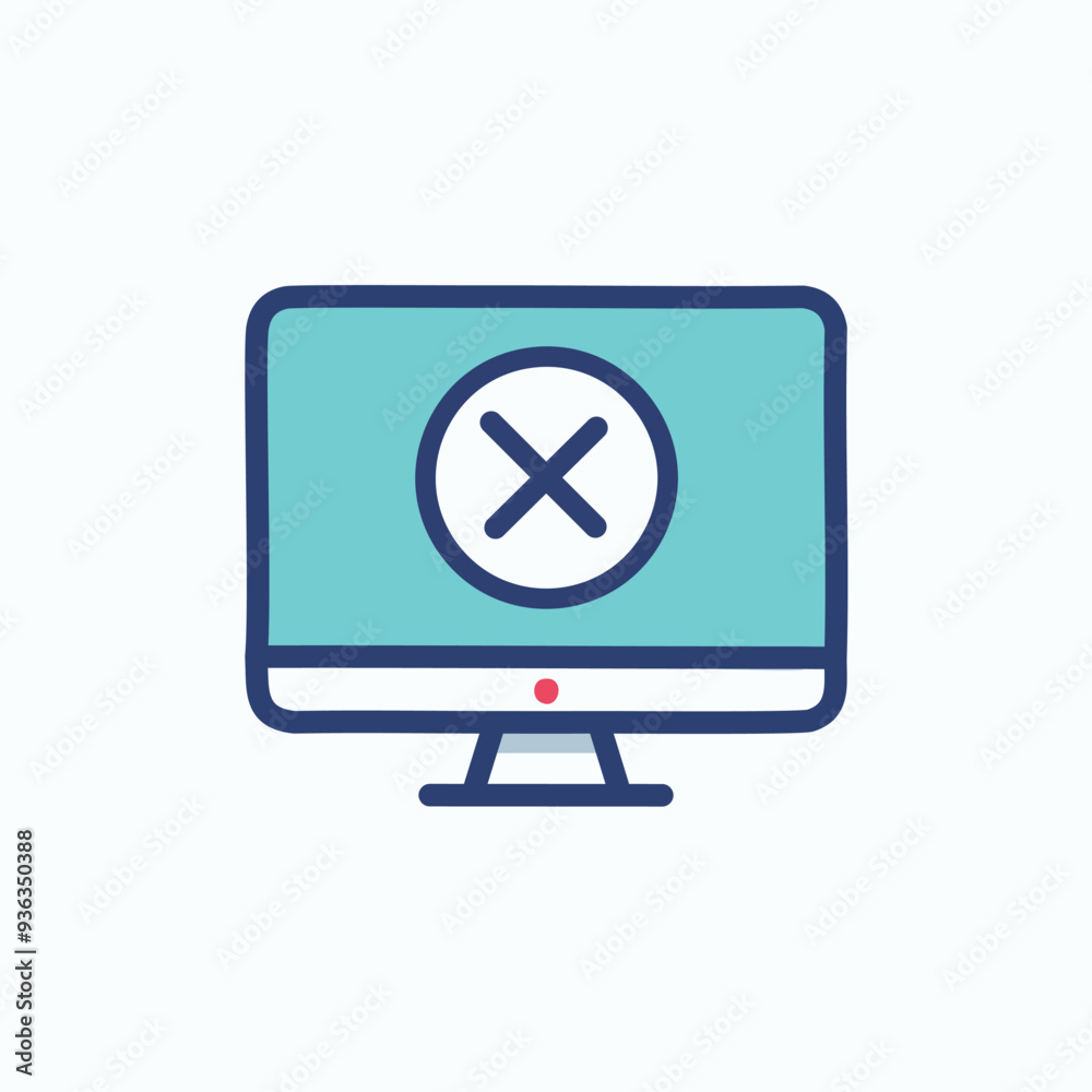 Computer screen with cross icon. Simple vector icon of a computer display screen with a cross mark inside a circle. Perfect for web design, apps, and presentations. Computer screen with cross icon. Simple vector icon of a computer display screen with a cross mark inside a circle. Perfect for web design, apps, and presentations.