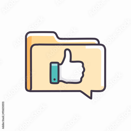 Folder with thumbs up icon. Illustration of a folder with a thumbs up icon inside, representing approval, confirmation, or positive feedback.
