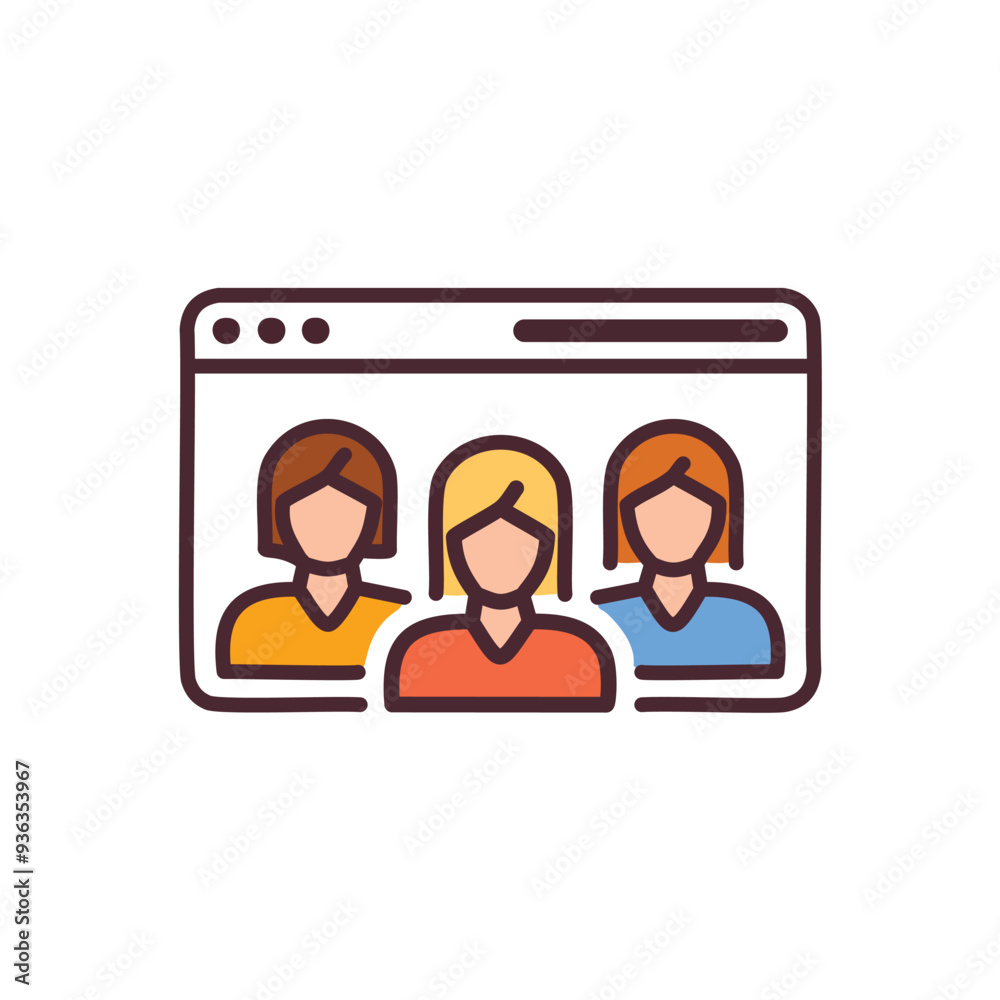 Online group chat illustration. A simple illustration depicting a group of women chatting online, ideal for websites and social media posts about communication and collaboration. Online group chat illustration. A simple illustration depicting a group of women chatting online, ideal for websites and social media posts about communication and collaboration.