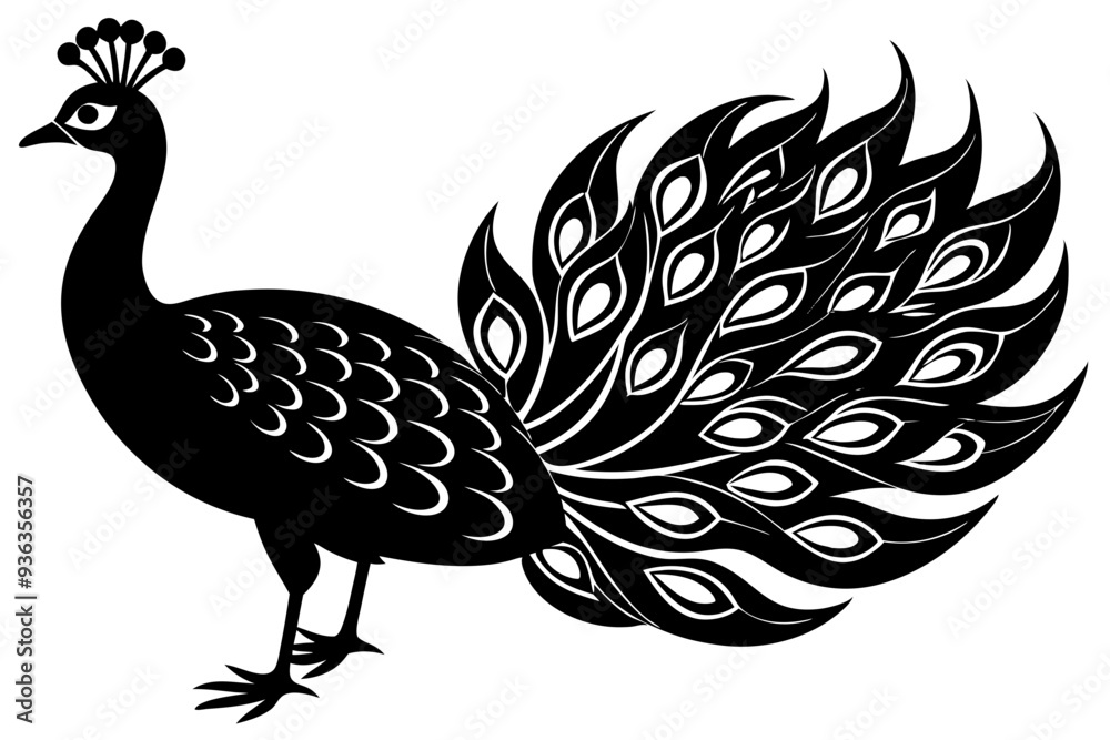 Peacock bird vector silhouette, Peacock bird icon vector illustration Peacock bird vector silhouette, Peacock bird icon vector illustration