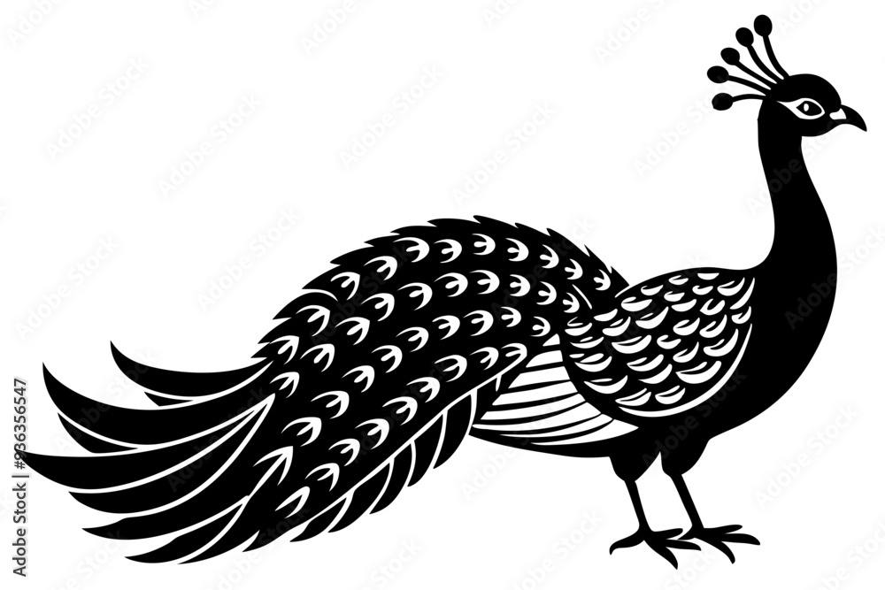 Fototapeta premium Peacock bird vector silhouette, Peacock bird icon vector illustration