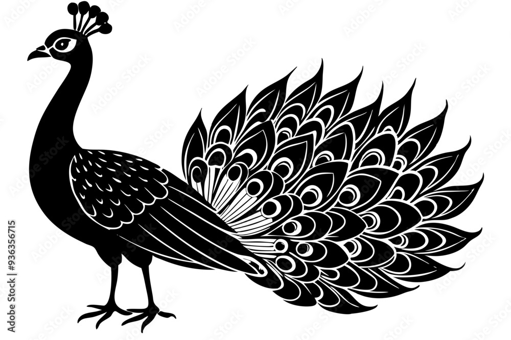 Fototapeta premium Peacock bird vector silhouette, Peacock bird icon vector illustration