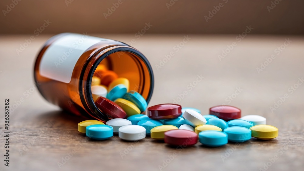 Realistic Illustration of a Medicine Bottle Surrounded by Various Pills, Showcasing Different Shapes and Colors, Ideal for Health and Wellness Themes in Medical and Pharmaceutical Design.
Realistic Illustration of a Medicine Bottle Surrounded by Various Pills, Showcasing Different Shapes and Colors, Ideal for Health and Wellness Themes in Medical and Pharmaceutical Design.