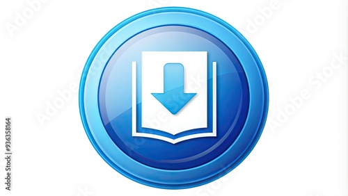 A stylized blue arrow icon pointing downwards, surrounded by a circular border, symbolizing the instant download of a digital ebook from the internet. photo