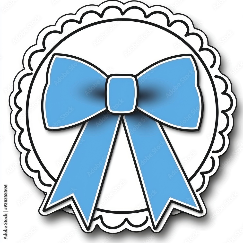 Blue Bow with Scalloped Border Blue Bow with Scalloped Border