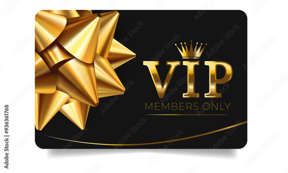 Premium membership card design with gold puffy bow and gold molded VIP ...