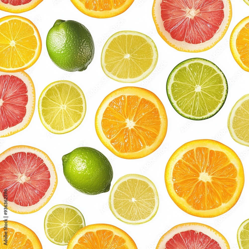 Fototapeta premium sliced citrus fruits, including oranges and limes