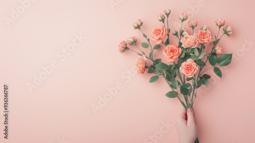 A minimalist composition featuring a border of orange roses, elegantly arranged with a focus on simplicity and sophistication. The image offers ample copy space for various design needs.