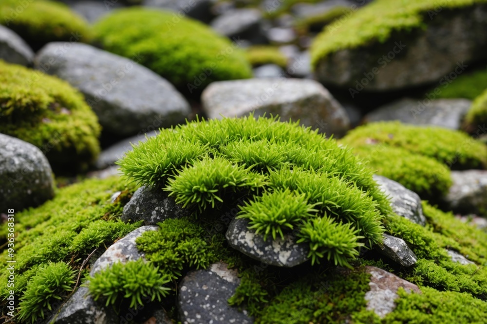 Macro image of moss and stone Macro image of moss and stone